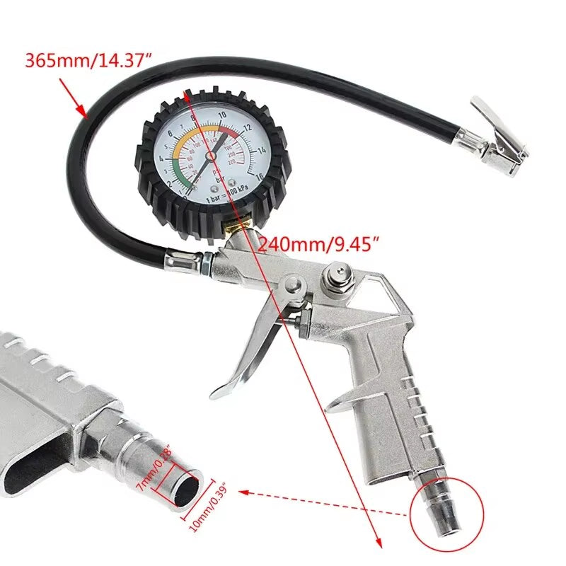 220PSI Car Motorcycle Multifunctional Tire Air Pressure Monitoring Gauge Tester Air Compressor Dial Meter Inflator Pump Tools